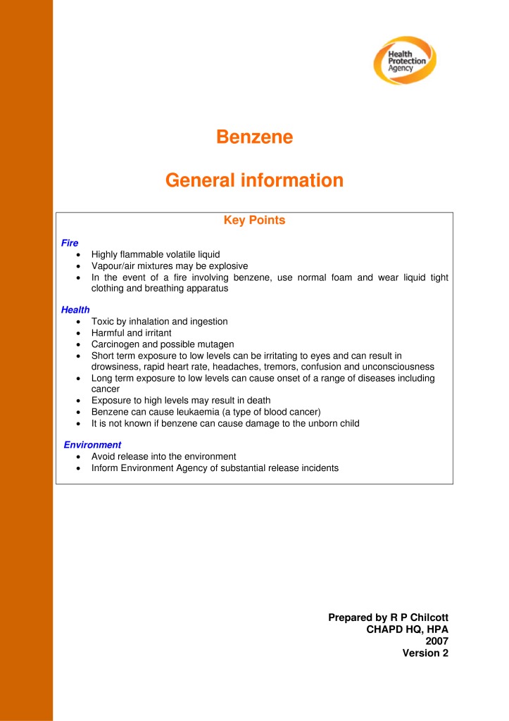 thumbnail of Benzene General Information